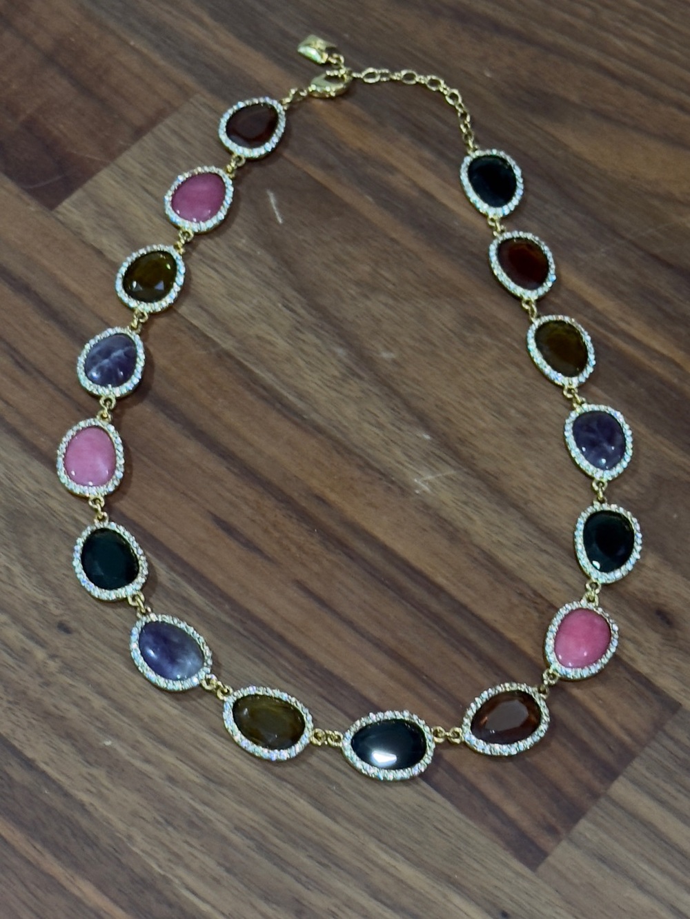 LAUREN RALPH LAUREN MULTICOLOR CRYSTAL PAVE NECKLACE WITHOUT BOX - Picture 2 of 6